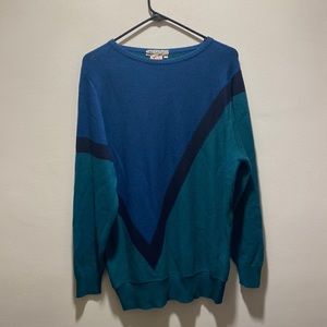 Vintage Lanvin acrylic men’s sweater blue green size 5